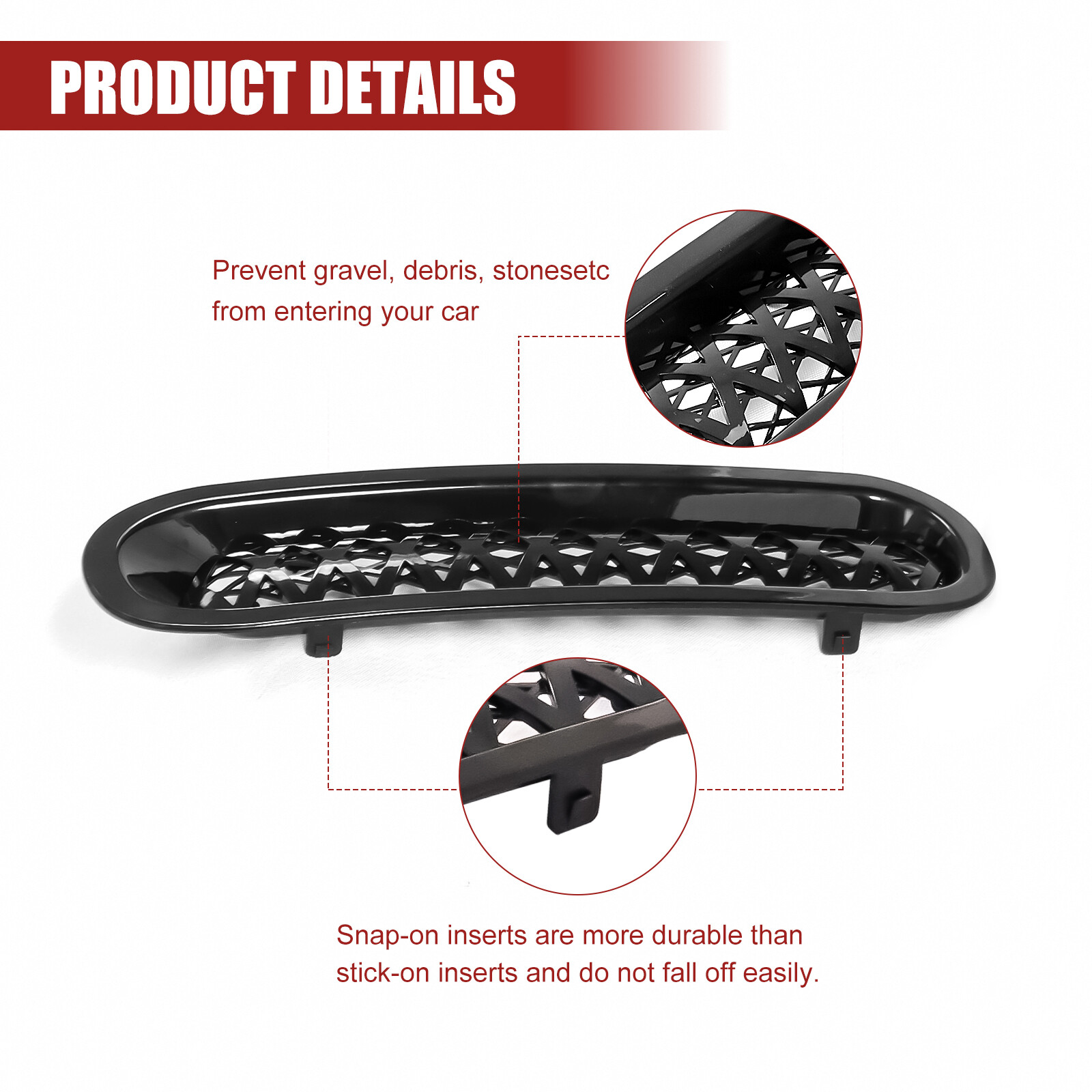 Black Clip-in Front Grill Mesh Grille Insert Kit for Jeep Wrangler JK Unlimited