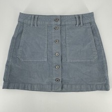 American Eagle Super Hi Rise A-line Light Blue Corduroy Skirt Sz 6 Button Front