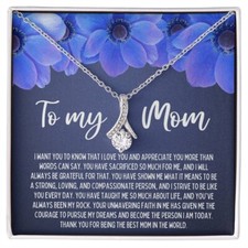 To My Mom Necklace Gift Mothers Day Gift Birthday Gift for Mom 14K White Gold