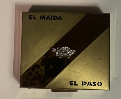 Antique El Maida SHRINERS COSMETIC COMPACT POWDER PUFF diamond rhinestones