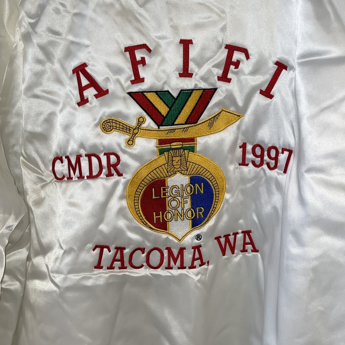 WESTARK Shriners Satin Jacket Embroidered AFIFI CMDR 1997 LEGION OF HONOR TACOMA View 3