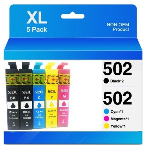 Pack 5 cartouches pour Epson Expression XP-5100 5105 WF-2860 2865-DWF 502 502 XL - 第 1/2 張圖片