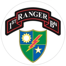 1st Battalion, 75th Ranger Regiment With Ranger Tab Bumper Sticker Decal 5"