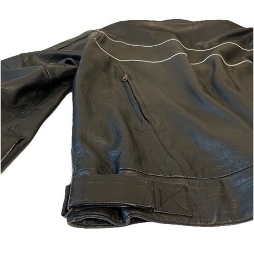 Giacca moto uomo pelle nera cerniere foderata rete cappotto morbido resistente bella - Foto 21 di 23
