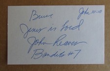 JOHN REAVES SIGNED AUTOGRAPH 3X5 INDEX CARD NFL EAGLES BENGALS USFL BANDITS D.17