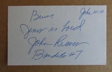 JOHN REAVES SIGNED AUTOGRAPH 3X5 INDEX CARD NFL EAGLES BENGALS USFL BANDITS D.17
