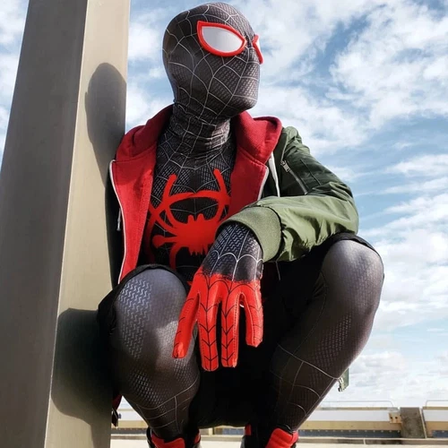 Miles Morales Spiderman Jumpsuit Kids/Adult Costume Cosplay Mask+Bodysuit110-190 - Picture 9 of 13