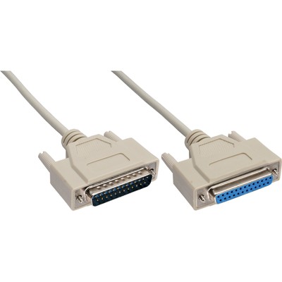InLine Serielles Kabel 25pol Stecker / Buchse 3m 1:1 belegt vergossen Beige