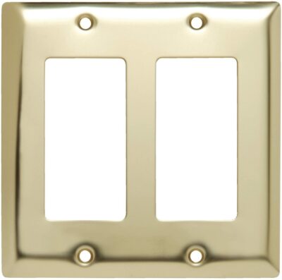 Legrand-Pass&Seymour SB262PB Wall Plate Smooth Polished Brass Two Gang, FS 