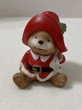 Vintage Homco Christmas Santa Paddington Bear Figurine 3.5" Taiwan
