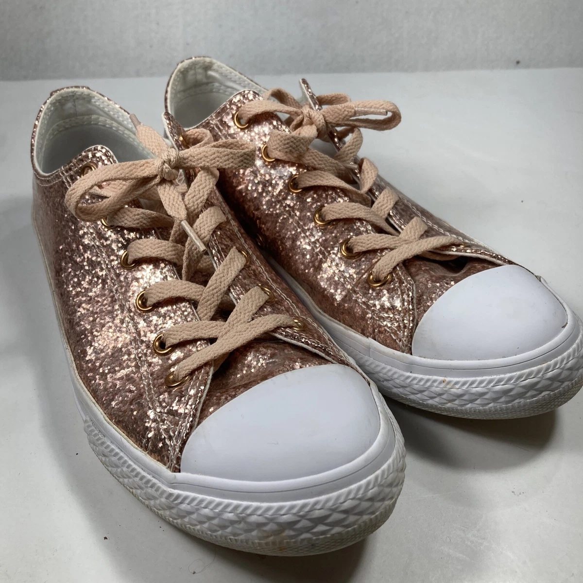 Converse All Star Pink glitter Low Juniors Size 6 Sneaker eBay
