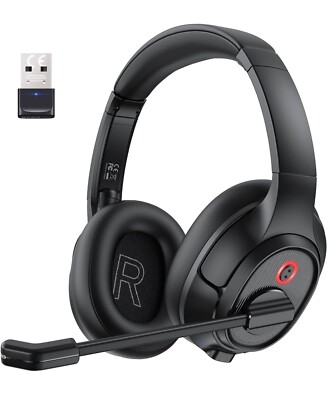 EKSA Bluetooth 5.0 Headset Computer Headset with AI-Powered Noise Cancelling ...