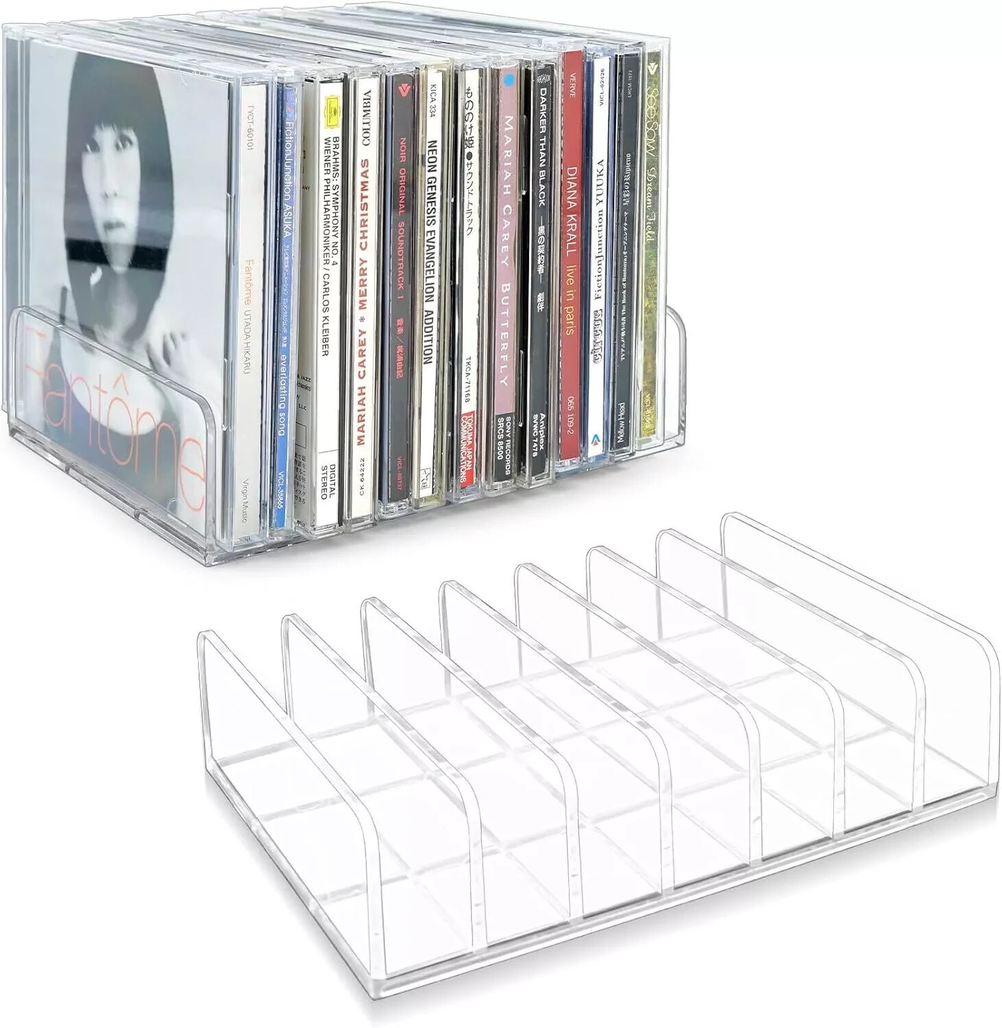 2 Pack Clear Acrylic CD/DVD Display Rack Storage Box Vinyl Record Stand