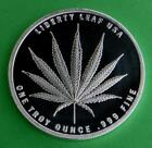 Marijuana Cannabis Round, Sativa Liberty Leaf 1 Troy Ounce .999 Silver, Pl & Lp