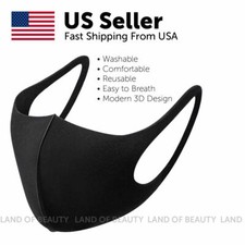 Face Fashion Black Mask Washable 3D/ Ship within 24Hrs Choose Your Quanitities 