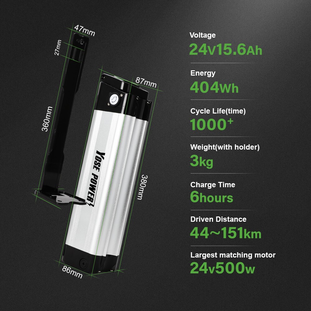 Batterie de vélo électrique 24V 10Ah 13Ah 15Ah 20Ah 25Ah, Lithium-ION Batterie Ebike Batterie 24V Haute Puissance pour Moteur 250W 350W 500W 4 Broches avec Chargeur 24V 15Ah-4pin,D