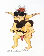 1998 LISTED ROMANIAN ISRAELI MIRIAM DAUBER Sd ORIG M/M OOAK WHIMSICAL FIGURES