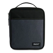 PackIt Freezable, Reusable Upright Lunch Box, Charcoal and Black