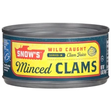Snow's Wild Caught Minced Clams Canned, 6.5 oz Can - 5g Protein Per Serving - Gl