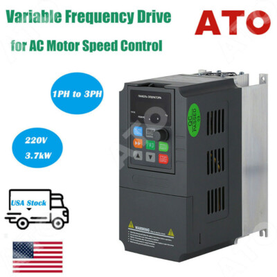   ATO Variable Frequency Drive Inverter Single ~3 Phase VFD - 5HP 220V 3.7KW 19A