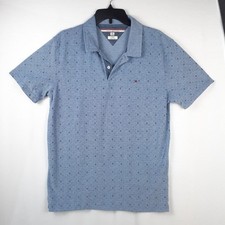 Tommy Hilfiger Slim Fit Polo Mens XL Blue Anchor Print 100 Cotton Short Sleeve