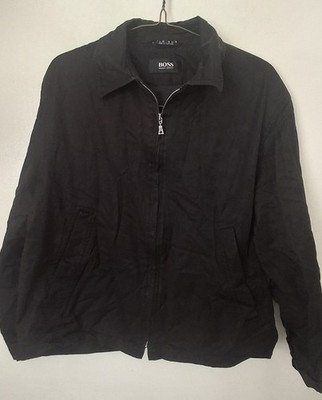 BOSS Hugo Boss CLINT Jacket 38R Black Regular Fit Full Zip Lined 3/4 Sleeve