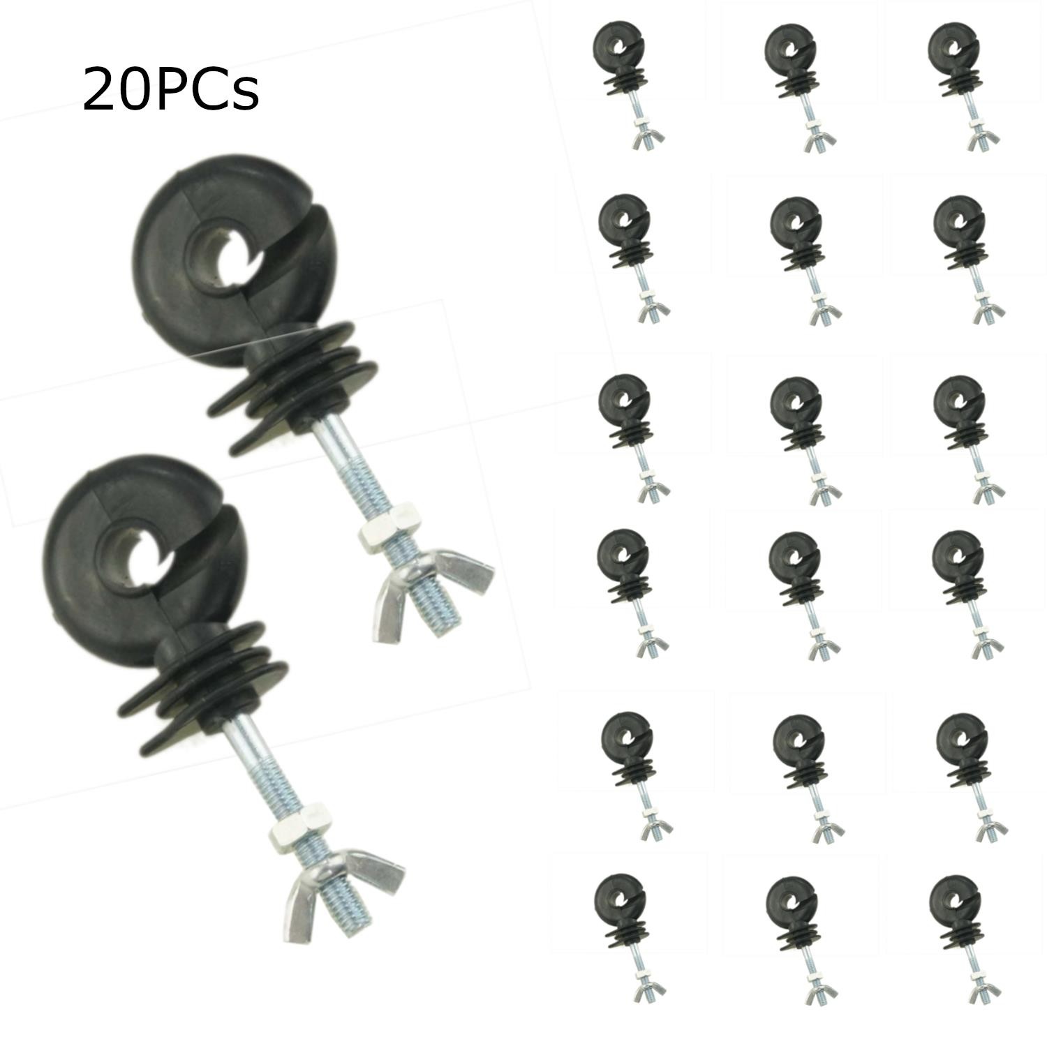 667105 20Pack Heavy Duty Electric Fencing Poly Tape Insulators Fence Screw Bolt