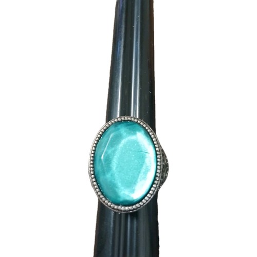 vintage sterling silver Large Stone turquoise Ring size 7.5 men Rare Find - Picture 1 of 6