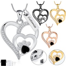 Paw Print Urn Necklaces for Ashes Dog / Cat Cremation Jewelry Memorial Pendants