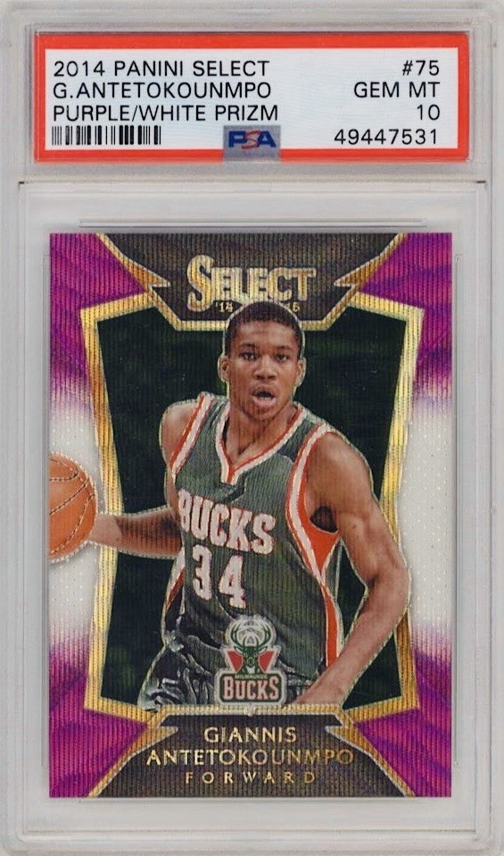GIANNIS ANTETOKOUNMPO 2014-15 Select Purple White Prizm Milwaukee Bucks PSA 10