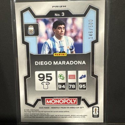 2026 Panini Prizm Monopoly FIFA World Cup Diego Maradona #3 Gold