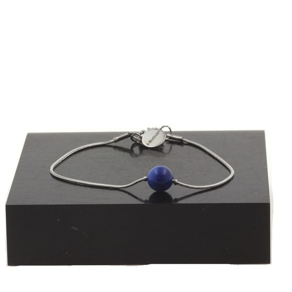 Edelsteine Und Mineralien. Armband Aus Edelstahl 1 Tigerauge Perle Blau 8-image