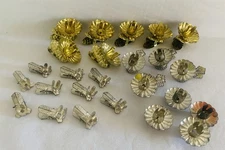 Vintage Gold & Silver Tone Tin Christmas Tree Candle Holders Clip On Lot