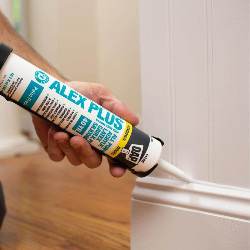 DAP Alex Plus Acrylic Latex Caulk Silicone WHITE Interior & Exterior Washable 2