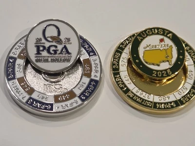 PRG 2025 MASTERS AND 2025 PGA CHAMPIONSHIP DUO MONDOMARK BALL MARKERS-NEW !!