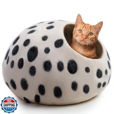 Luxurious Merino Wool Cat Cave Bed - Foldable Hideaway Pod for In