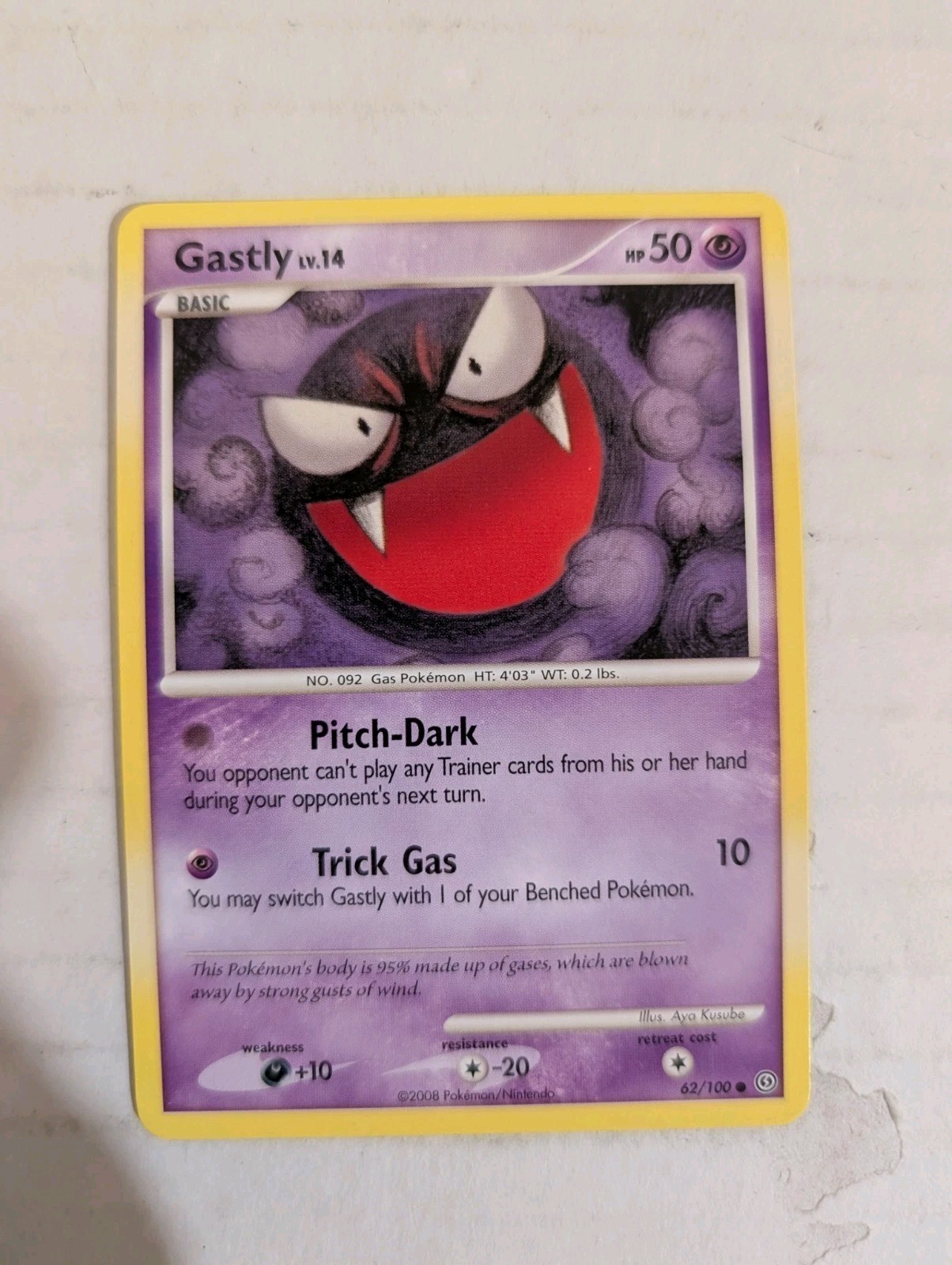 Gastly - DP Stormfront 62/100 Aya Kusube Vintage 151 Pokemon TCG Card LP