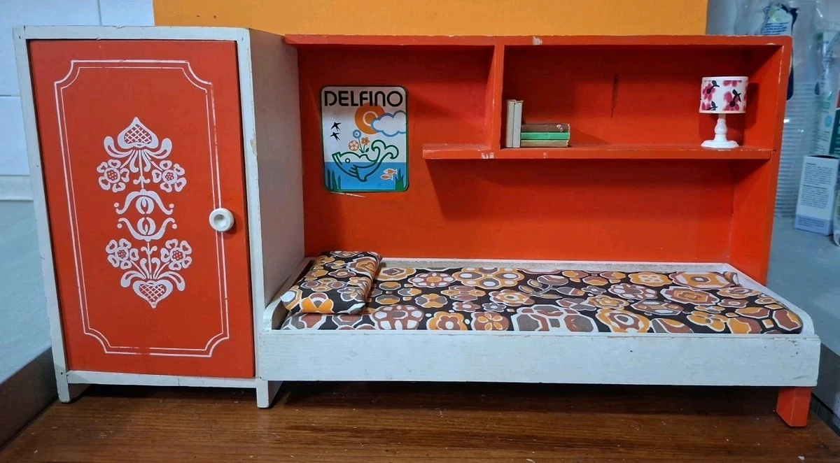 Divano Letto In Miniatura Scala 1:12 In Legno Vintage – Verde – Per Casa Delle Bambole