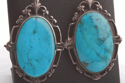 Türkis Ohrhänger 925 Sterling Silber Antik! - Bild 2 von 4