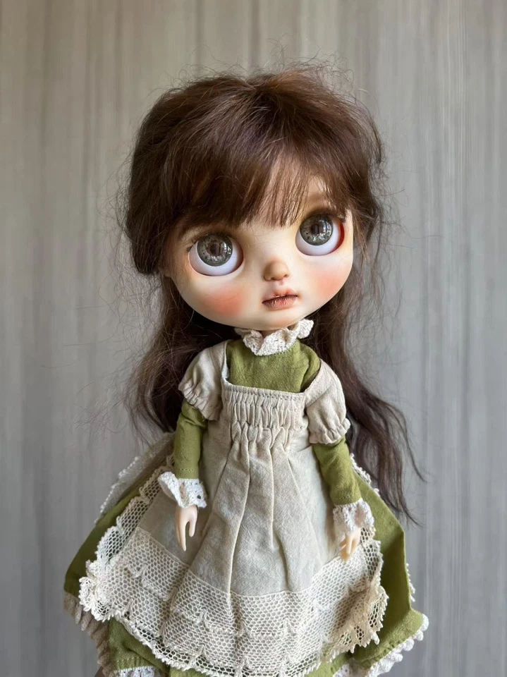 Conjunto de vestido retro verde y escoba de paja para Blythe, Licca-Castle, Momoko, Azone S Foto 4 de 4