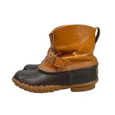 LL Bean Buckle Boots Mens Size 7 Tan Leather Brown Duck Bean Boots USA Buckle