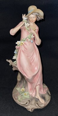 Rare Vtg Capodimonte Italy Ethan Allen Bisque Figurine Lady Signed Nico Venzo