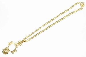 Authentic CHANEL VINTAGE COCO MARK LOUPE LONG NECKLACE 95P TURQUOISE GOLD PLATED WOMEN'S