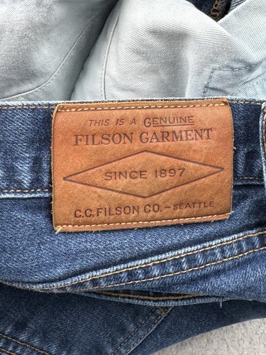 Filson Rail Splitter Jeans Mens 40x34 Fit 40x32.5 Blue Denim Straight Workwear - Picture 4 of 18