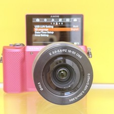 Sony a5000 Pink Mirrorless Camera 16-50mm Silver Lens - 20.1MP Wi-Fi NFC 180