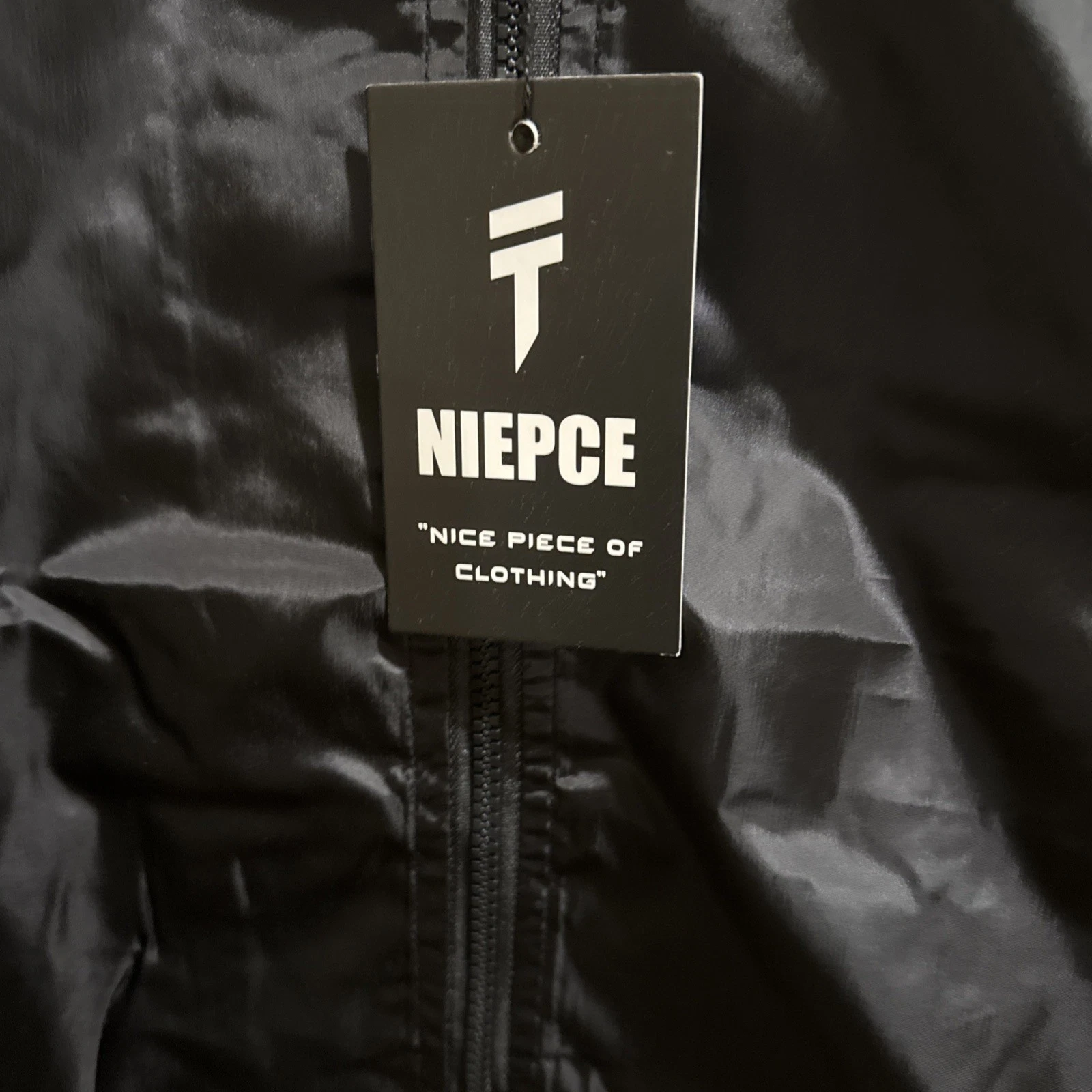 NIEPCE Men's Black Windbreaker Jacket Full Zip Hooded Logo Accents Size 2XL image 2