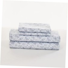 4PC Deep Pocket Sheet Set Fit 16", Breathable Microfiber Queen 1 - Gray Flower