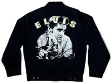VTG Elvis Presley Denim Trucker Jacket 2001 King Of Rock Biker Motorcycle Mens M