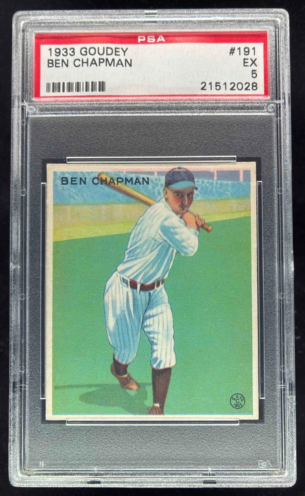 1933 Goudey #191 Ben Chapman RC PSA 5
