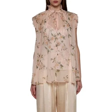 Zimmermann Natura Frilled Tank Top + Cami Slip Size 2 / 12 AU / 8 US Floral Pink